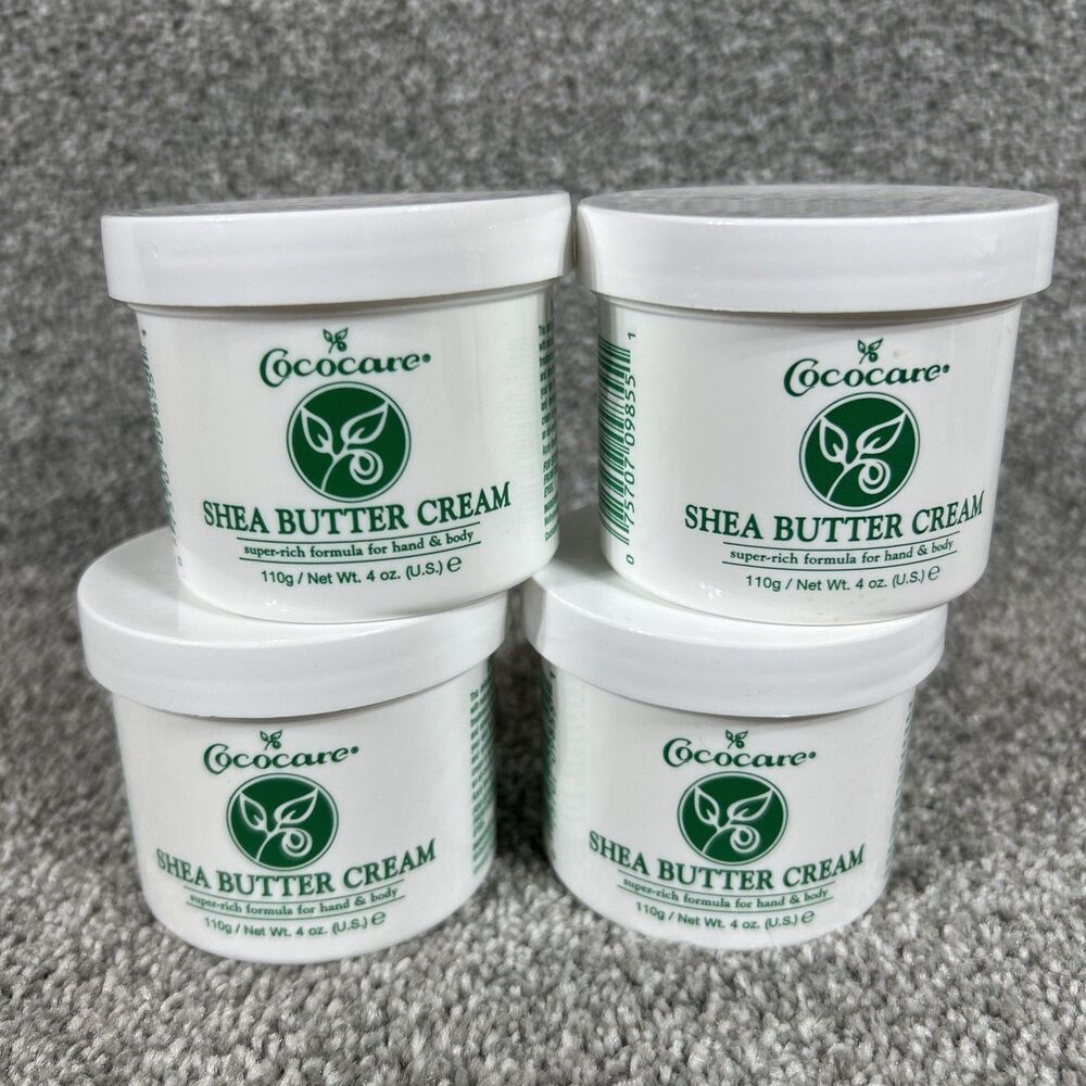 Lot Of 4 Cococare Shea Butter Hand & Body Cream Super Rich Formula, 4 oz Jars
